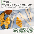 WoodU Disposable Wooden Knives 100% All-Natural, Eco-Friendly, Biodegradable, and Compostable - Pack of 200-6.5" Knife