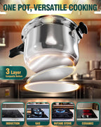 WantJoin Pressure Cooker, 12 Quart Stainless Steel Pressure Canner, Induction Compatible Cookware with Spring Valve Safeguard Devices,Compatible with Gas & Induction Cooker