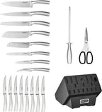 Cuisinart C77SS-19P Normandy 19 Piece Cutlery Block Set, Stainless Steel Ashwood Black