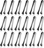 18 Pack Premium Small Serving Tongs, Mini Stainless Steel Appetizer Tongs Black 4.33Inch