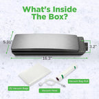 NutriChef Automatic Food Vacuum Sealer Machine - Electric Air Sealing Preserver with 5 Reusable Bags, LED Controls, High-Power Suction, for Dry & Moist Foods, Stainless Steel Housing