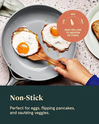 Caraway Ceramic Fry Pan Duo with Glass Lids - Non-Stick Frying Pans (10.5” & 8”) - Non Toxic, PTFE & PFOA Free - Oven Safe & Compatible with All Stovetops – Marigold