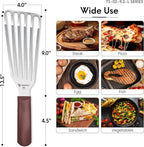 9 Inches Fish Turner, Slotted Fish Spatula Dishwasher Safe NSF (Left Hand), Shovel Brown