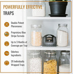 Dr. Killigan's Premium Double Potent Pantry Moth Traps with Pheromones Prime, Sticky Indian Meal Moth Traps for Kitchen, How to Get Rid of Moths in House (20 Pack, Black)