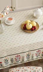ISAENNE Designer Vintage Linen Floral Small Rectangular Tablecloth,Fall Colorful Modern Table Cloth,Anti-Wrinkle Decor Tablecloths for Dining Thanksgiving Kitchen Christmas,55"*71"-Bertina E
