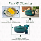 Larder & Vine Enameled Cast Iron 8 qt Dutch Oven Pot with Lid | Bread Baking | Compatible on All Cooktops & Oven Safe to 500° F | Great for Sourdough Bread | Bondi
