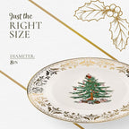 Spode Christmas Tree Gold Salad Plate (Set of 4) – 8-Inch Porcelain Dinner & Appetizer, Christmas Dinnerware & Holiday Tableware, Microwave & Dishwasher Safe, Festive Seasonal Dining Plate