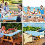 homing Rectangle Table Cloth Cover, Waterproof Polyester Elastic Fitted Tablecloth, Fits for 8 Foot Folding Tables, Washable Table Protector for Picnic, Camping, Outdoor (Light Blue, 30" x 96")