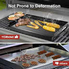 YORKING 25" x 16" Nonstick Coating Griddle Flat Top Grill Plate, Carbon Steel Griddle Plate with Grease Groove and Removable Handles for BBQ Charcoal/Gas Grills, Parties, Indoor/Outdoor Cooking