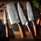 YARENH Knife Set with Magnetic Block 5 Piece, Professional Kitchen Knife Set, 73 Layers Damascus High Carbon Stainless Steel, Natural Sandalwood Handle, Sharp Chef Knife