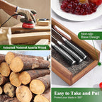 Enoking Knife Drawer Organizer Insert, In Drawer Knife Block, Acacia Wood Knife Holder with Cork Dividers For Kitchen Chef Steak Knife Storage Keep Drawer Tidy (Acacia Wood, 15 x 5.9 x 2.6 In)