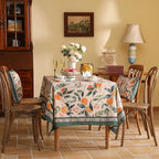patdrea Designer Vintage Linen Rectangle Table Cloth,Framhouse Oranges and Leaves Pattern French Tablecloth,Fall Decor Cover for Kitchen Dining Christmas,Thanksgiving,55"x79"-Palladin a