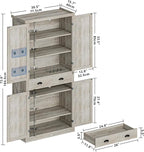 IRONCK Kitchen Pantry Storage Cabinet 72.6" H, with Barn Doors, Drawer, 4 Adjustable Shelves, Freestanding Cupboard for Dining Room Living Room, Laundry, Rustic Maple