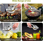 Lemon Squeezer Juicer for Lime and Lemon, Heavy Duty 304 Stainless Steel Manual Juicer with Large Bowl, Ergonomic Handle, Dishwasher Safe, with Cleaning Brush