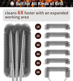 BBQ Grill Cleaning Brush, Heavy Duty Grill Cleaning Brush for Outdoor Grill, 3-Branch Stainless Steel Bristles Cleaner for Easier and Effective Clean, BBQ Tools for Gas/Charcoal Grilling Grates