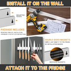Ninonly 20 Inch Magnetic Knife Holder for Refrigerator, Stainless Steel Double Sided Magnet Knife Strip for Wall, No Drilling Magnetic Knife Rack with Powerful Magnetic Pull Force Fridge Applicable