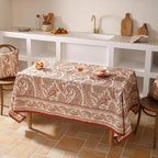 ISAENNE Designer French Red Extra Long Tablecloth Rectangle,Linen Table Cloth with Cashew Pattern,Stain Proof Decor Tablecloths for Dining Thanksgiving Kitchen Christmas,67"*118"-Chauffrey D