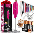 Zulay Kitchen Powerful Milk Frother Wand With 4 AA Duracell Batteries - Ultra Fast Handheld Drink Mixer - Electric Whisk Foam Maker for Coffee, Lattes, Cappuccino, Matcha & Creamer