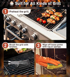 BBQ Grill Cleaning Brush, Heavy Duty Grill Cleaning Brush for Outdoor Grill, 3-Branch Stainless Steel Bristles Cleaner for Easier and Effective Clean, BBQ Tools for Gas/Charcoal Grilling Grates