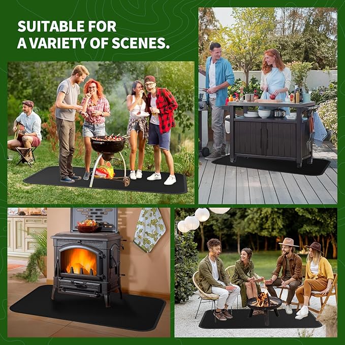 Large 90 x 48inches Under Grill Mats for Outdoor, Fireproof Griddle Mats for Deck Patio Lawn, Indoor Fireplace/Fire Pit Mat, Griddle Accessories Compatible with Blackstone