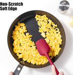 Doosu Silicone Scraper Spoon Spatulas, 600°F Heat Resistant BPA Free Rubber Flat Spatula, Kitchen Mixing Stirring Cooking Spoonula, Non-Stick Dishwasher Safe Baking Supplies (2 Pcs, Aqua+Red)