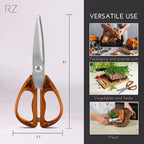 Rachel Zoe Multi-Purpose Kitchen Scissors, Stainless Steel Kitchen Shears with Protective Sheath & Soft Handle Grips, Dishwasher Safe, Vegetables, Fruits & Meat Cutting Scissors (Brown/Silver)