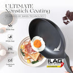 PRICUSIS Nonstick Frying Pan, 8/10/12 Inch Skillet with Stay Cool Handle, Fully Coated, Induction Compatible & Oven Safe, 100% Dishwasher Safe, PTFE & PFOA Free（12 Inch, Black Sesame）