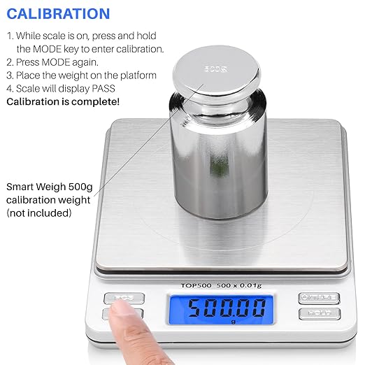 Smart Weigh Digital Pro Pocket Scale 500g x 0.01 Grams Precise Weighing Professional Weight Food Ounces & Grams Mini Kitchen Jewelry Portable Herb Pocket Scale, Hold and Counting Function Back-Lit LCD