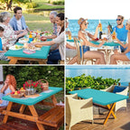 homing Rectangle Table Cloth Cover, Waterproof Polyester Elastic Fitted Tablecloth, Fits for 5 Foot Folding Tables, Washable Table Protector for Picnic, Camping, Outdoor (Turquoise, 30" x 60")