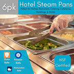 BIRDROCK HOME Stainless Steel Steam Table Pan - Hotel, Restaurant & Catering Supplies - 24 Gauge Steel, 2 qt Capacity - Meal Prep, Cooking, & Food Storage Container - 2.5" Depth, 1/4-Size (6 Pack)