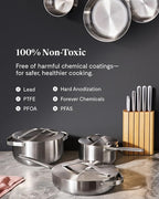 Caraway Stainless Steel Fry Pan (2.7 qt, 10.5") - 5-Ply Stainless Steel Pan - Oven Safe & Stovetop Agnostic - Non Toxic, PTFE & PFOA Free