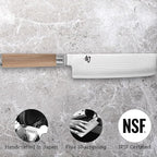 Shun Classic Blonde 6.5" Nakiri Knife, Handcrafted Japanese Vegetable Knife, VG-MAX Core with Damascus Stainless Steel Cladding, Pakkawood Handle, Slicing Tool for Professional and Home Chefs