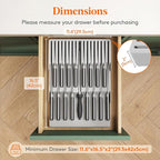 Lifewit Magnetic Drawer Knife Organizers Insert, Kitchen Plastic In Drawer Knife Block Slots for 16 Knives and 1 Sharpening Steel, Extra Large Steak Chefs Knives Holder Storage Sets, Gray