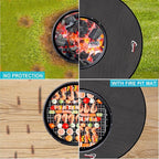 DocSafe 38" Round Fire Pit Mat, 4-Layer Fireproof Under Grill Mat Heat Insulated Indoor Fireplace Pad Protector for Decks,Patios,Grass,BBQ Smoker, Portable Reusable Oil-Proof and Waterproof, Black