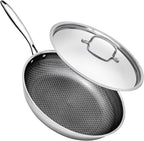 Non Stick Frying Pans with Lids, 12 Inch Fry Pan, Hybrid Large Frying Pan with Lid, Nonstick Skillet Stainless Steel, Dishwasher & Oven-Safe, Induction Compatible Cooking Pan