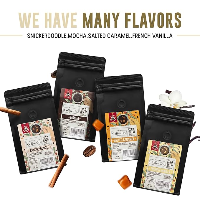 Inspired Coffee Co Snickerdoodle Flavored Cold Brew Coarse Ground Coffee Beans - Medium Roast - Low Acid Coffee Smoother Taste - 100% Arabica - 12 oz. Resealable Bag