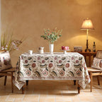 ISAENNE Designer Provence Floral Extra Long Tablecloth Rectangle,Linen Colorful Washable Indoor Table Cloth,Durable Decor Tablecloths for Dining Thanksgiving Kitchen Christmas,63"*110"-Ratina