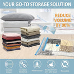 8 Pack Vacuum Storage Bags, Space Saver Bags (2 Jumbo/2 Large/2 Medium/2 Small) Compression Storage Bags for Comforters and Blankets, Vacuum Sealer Bags for Clothes Storage, Hand Pump Included