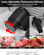 Meat Slicer, 200W Electric Deli Food Slicer with 2 Removable 7.5'' Stainless Steel Blades and Tray, Adjustable Thickness for home use,Child Lock Protection,Easy to Clean,Cuts Meat, Bread and Cheese