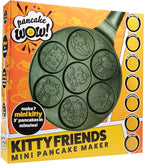 Kitty Friends Mini Pancake Pan - Make 7 Unique Flapjack Cat Designs, Nonstick Pan Cake Maker Griddle w Long Handle for Breakfast Animal Kitten Fun & Easy Cleanup, Fun Xmas Gift for Kids, Party Treat
