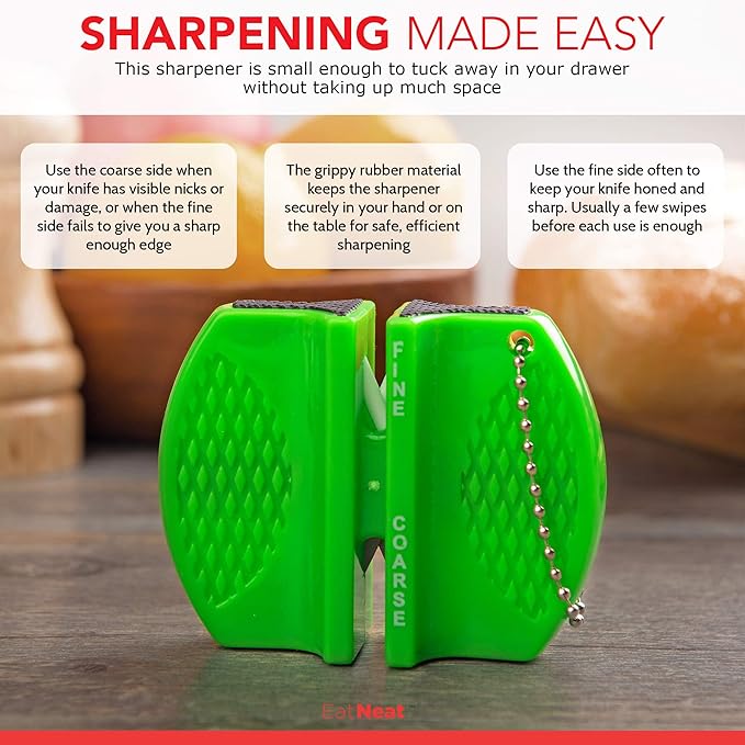 EatNeat 12-Piece Knife Set – Chef, Bread, Carving, Utility & Paring Knives with Sheaths, Sharpener & Cutting Board – Non-Stick Stainless Steel, Ergonomic, Dishwasher Safe – Ideal for Home, RV & Gift