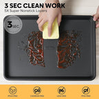 Cookie Sheet for Baking with Wire Rack, Thicker Carbon Steel Half Baking Sheet Pan Set Non Stick, Cooling Rack for Cooking and Baking, 17.5 x 13 Inch Ceramic Cookie Tray