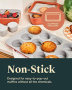 Caraway Non-Stick Ceramic 12-Cup Muffin Pan Duo - Naturally Slick Ceramic Coating - Non-Toxic, PTFE & PFOA Free - Perfect for Cupcakes, Muffins, and More - Black