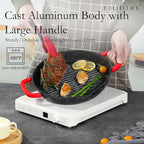 ESLITE LIFE Nonstick Grill Pan for Indoor Cooking, Versatile Induction Square Large Grilling Skillet Steak Pan for Stove Tops, PTFE & PFOA Free (Black, 11" w/Round & Lid & Tongs)