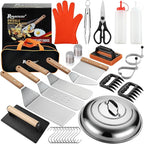 ROMANTICIST Professional Grade Griddle Accessories Kit - 30PCS Flat Top Grill Tools Set for Breakfast, Outdoor Grilling, Teppanyaki - Heavy Duty Griddle Spatula Scraper Burger Press - Ideal Grill Set