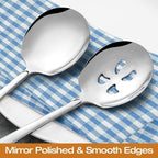 Extra Large Serving Spoons Set 11.7-Inch Serving Slotted Spoon x 3 Serving Spoon x 3, 18/8 Stainless Steel Big Serving Utensil for Buffet, Parties, Catering - Dishwasher Safe(6-Pack, Silver)