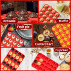 24 Cup Silicone Mini Muffin Pan,Nonstick Food Grade Silicone Baking Cups, Great for Making Muffin Cakes, Tart, Bread- Just Pop Out