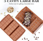 2 Pcs Dubai Chocolate Bar Mold Deep Stuffed Silicone Molds for Filling Knafeh Pistachio Chocolate Bar Large Thick Candy Bar Molds Break Apart (10 Snap）