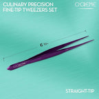 O'Creme Stainless Steel Precision Kitchen Tweezer Tongs 6.25" with Fine Tip (Purple)