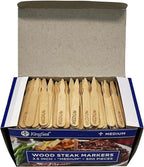 KingSeal 500 Count 3.5 Inch Natural Birch Wood Steak Markers, Heat Stamped, Medium, Eco-Friendly, Bulk Pack - 500 Per Box